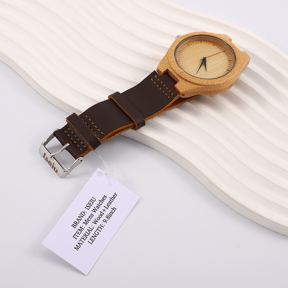 ISEIU Engraved wood watch for men