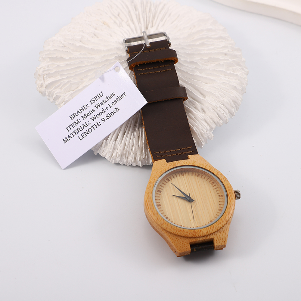 ISEIU Engraved wood watch for men