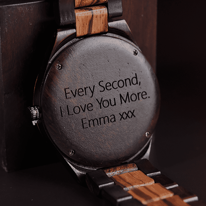 ENGRAVED WOODEN WATCH - GREAT GIFT FOR MAN/HUSBAND-A Loves Gift