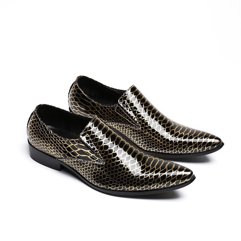 Men's Gold Style Dress Shoes Leather Oxfords Shoes Plus Size