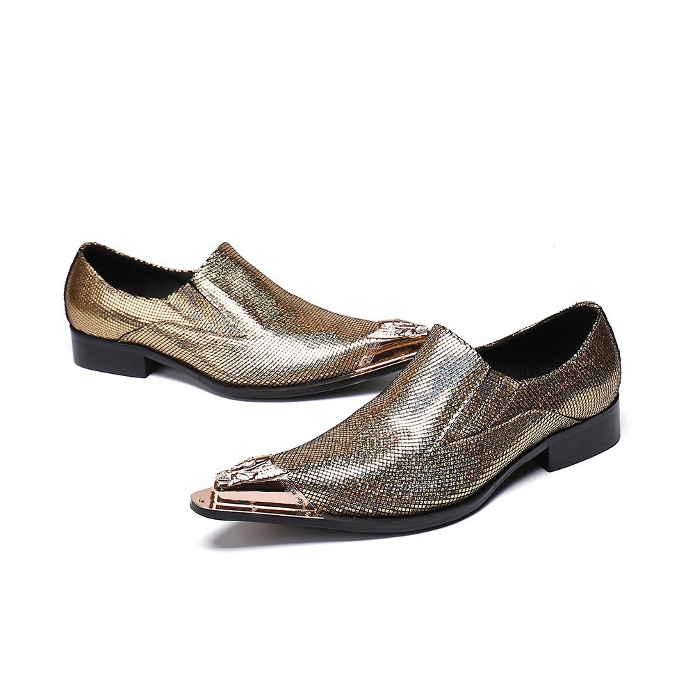 Men's Shoes Pointed Toe Formal Shoes Gold Shoes Plus Size