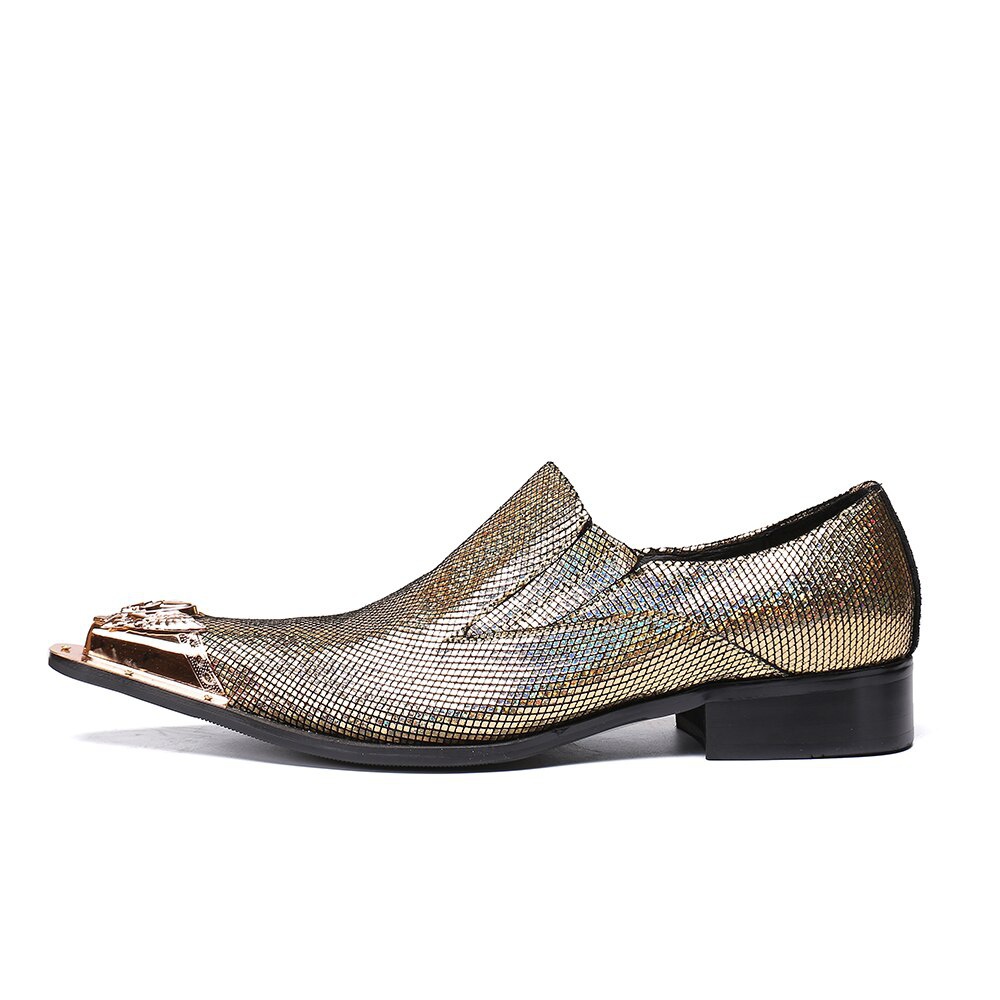 Men's Shoes Pointed Toe Formal Shoes Gold Shoes Plus Size