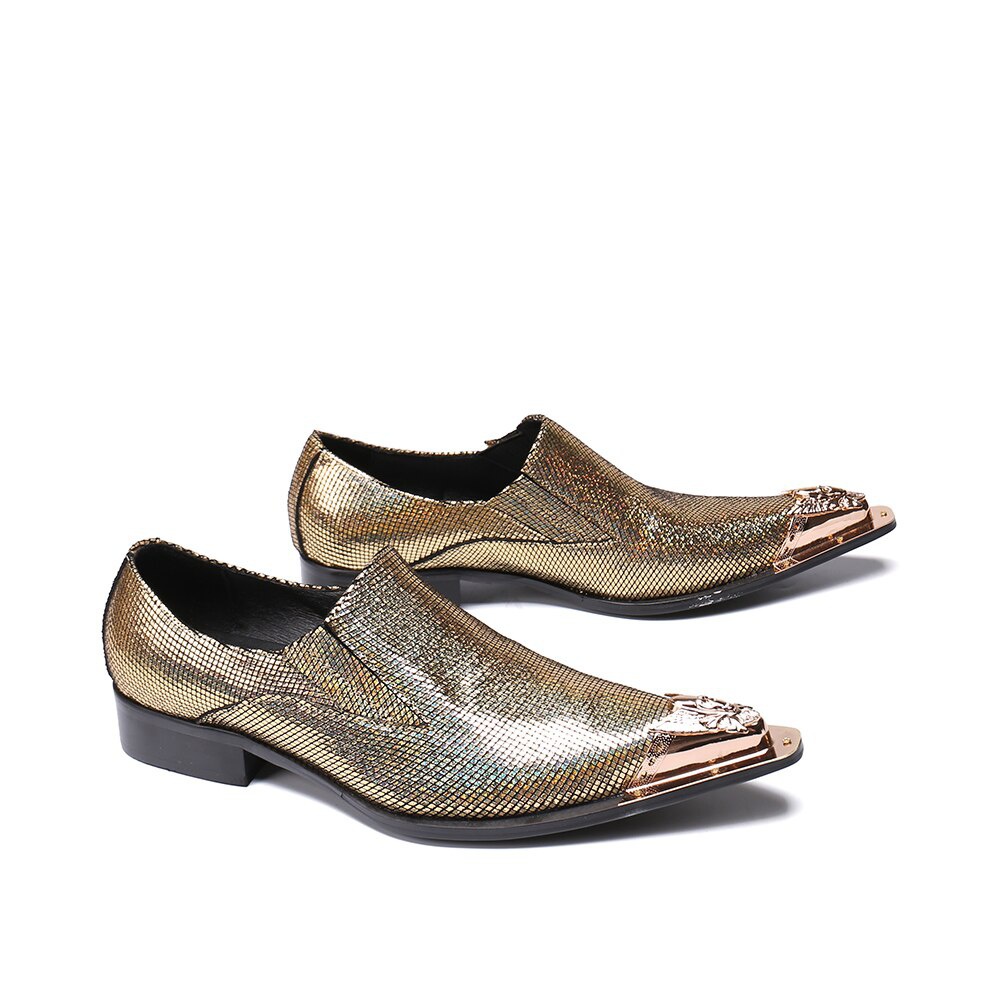 Men's Shoes Pointed Toe Formal Shoes Gold Shoes Plus Size