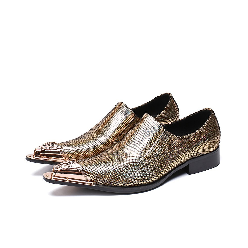 Men's Shoes Pointed Toe Formal Shoes Gold Shoes Plus Size