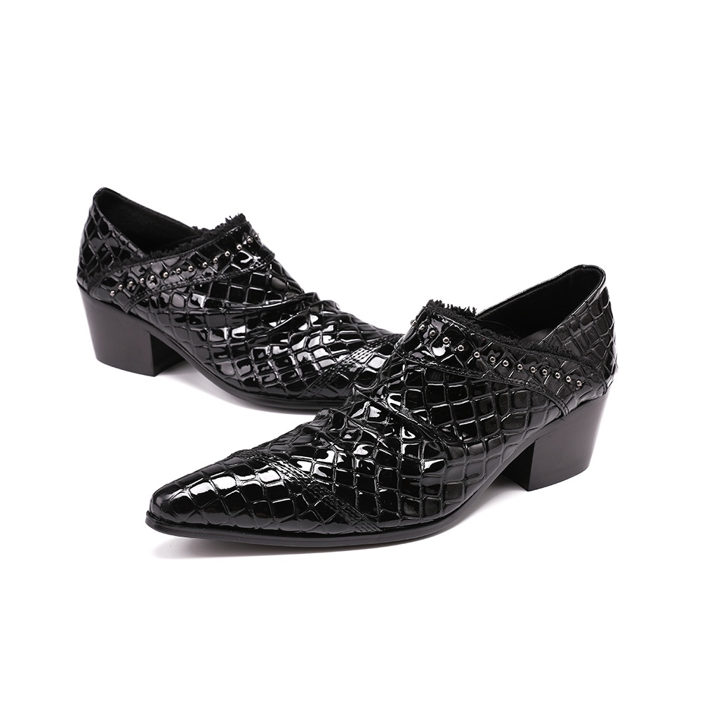 Men's Dress Shoes Black High Heels And Oxfords Shoes Plus Size