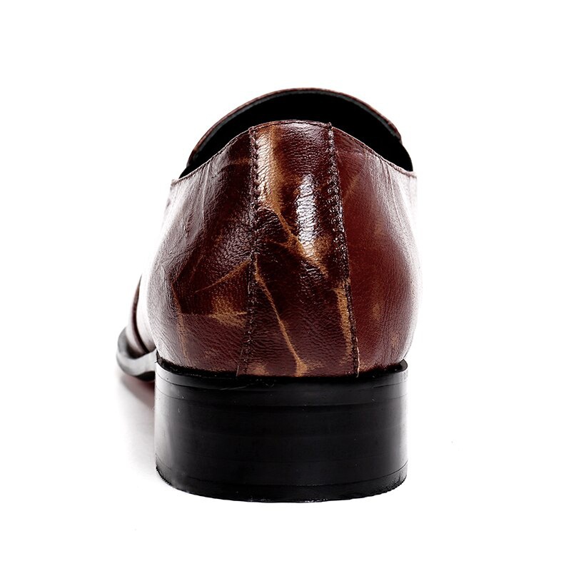 Men's Brown Loafers With Metal Toe Leather Dress Shoes And Shoes Men's Flats