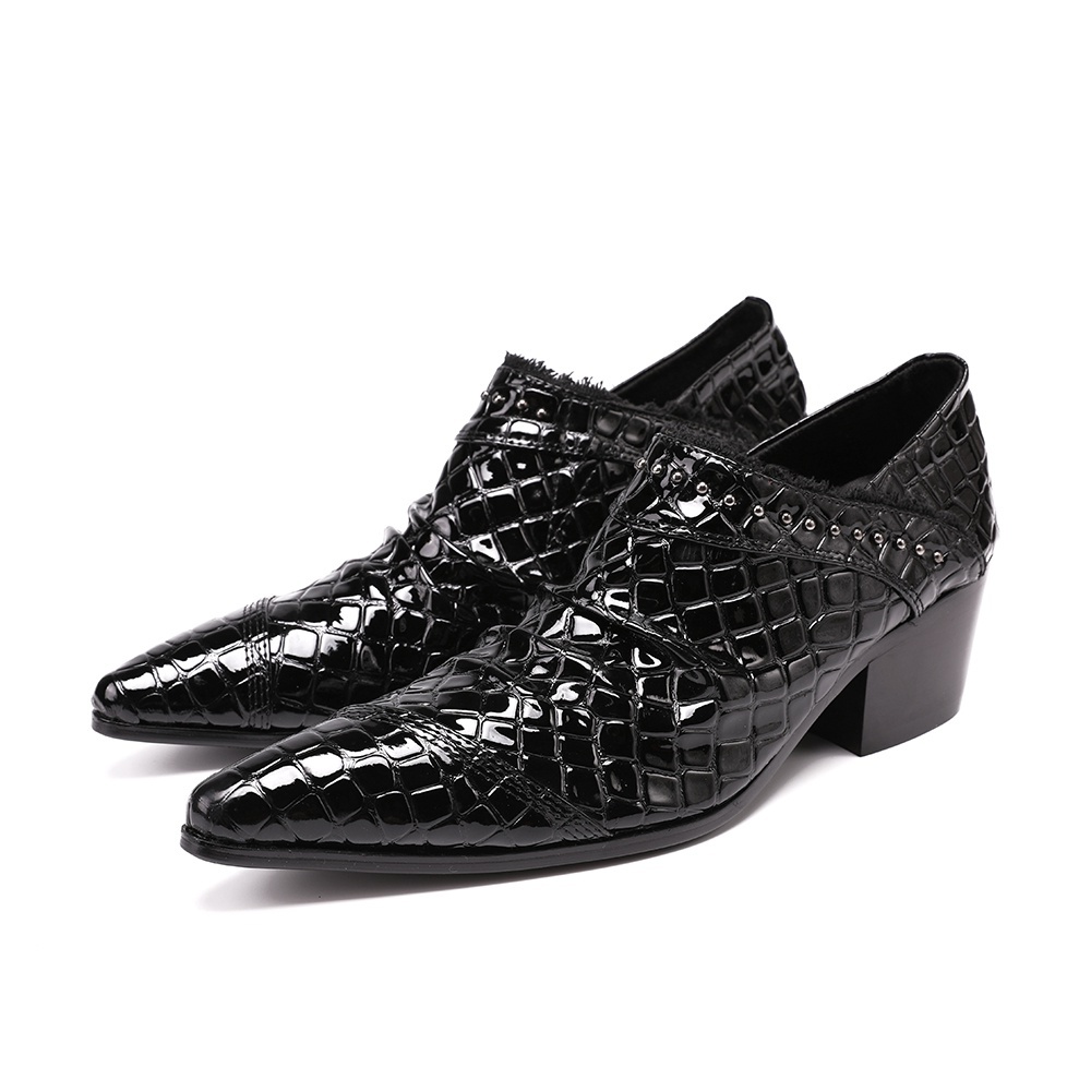 Men's Dress Shoes Black High Heels And Oxfords Shoes Plus Size