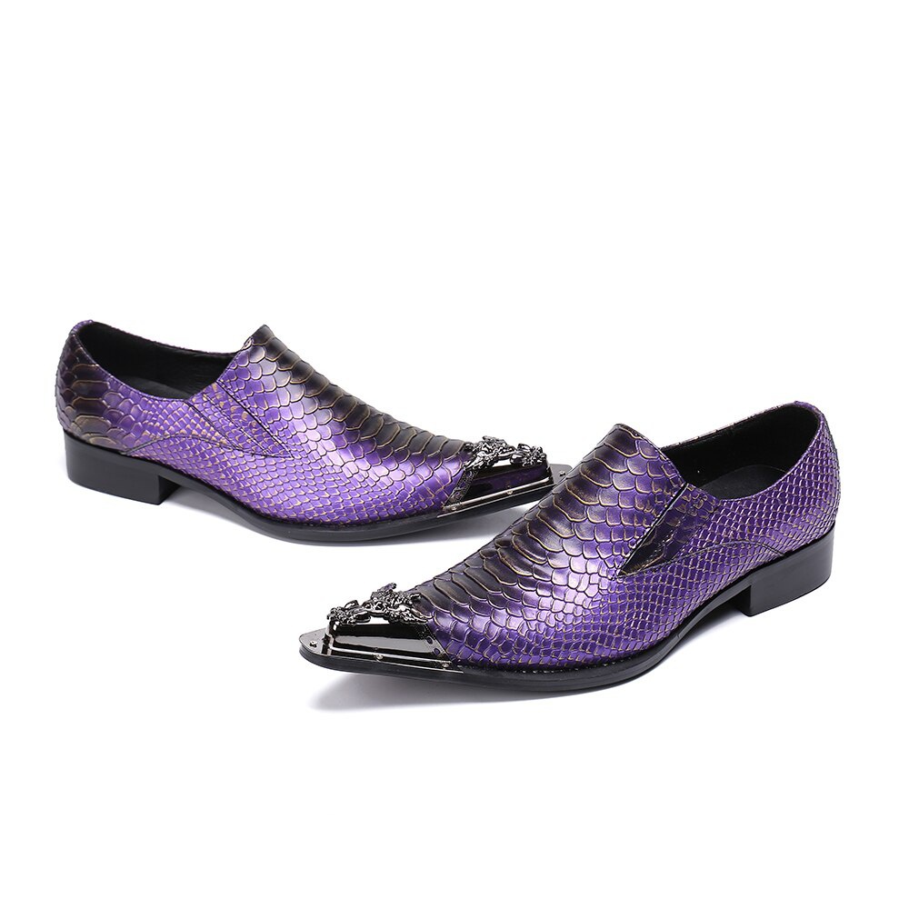 Purple Leather Men Shoes Dress Shoes Italian Men Brogue Shoes Plus Size