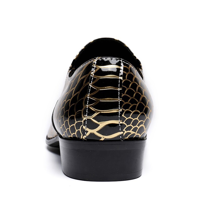 Men's Gold Style Dress Shoes Leather Oxfords Shoes Plus Size