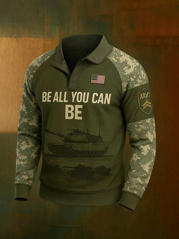 Men's Vintage Army Flag Print Sweatshirt