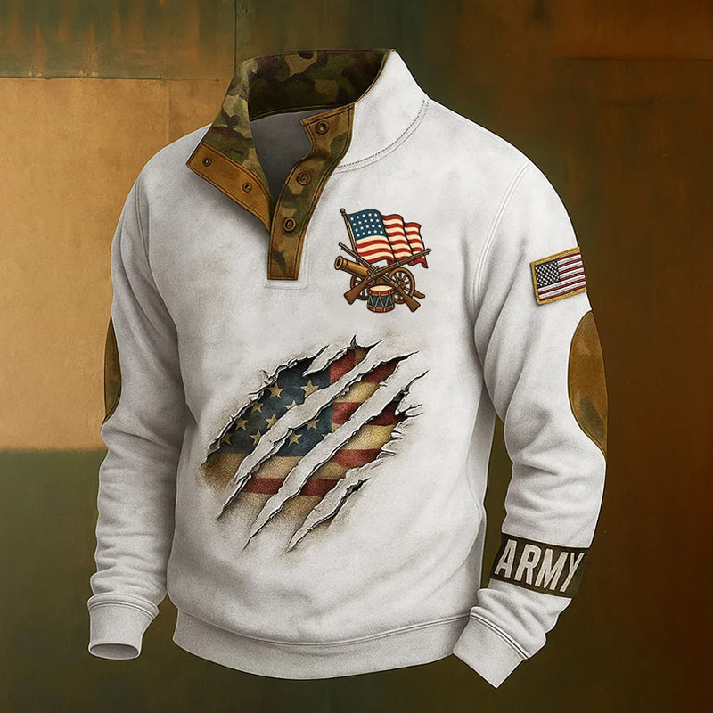Men's Vintage Army Print Sweatshirt