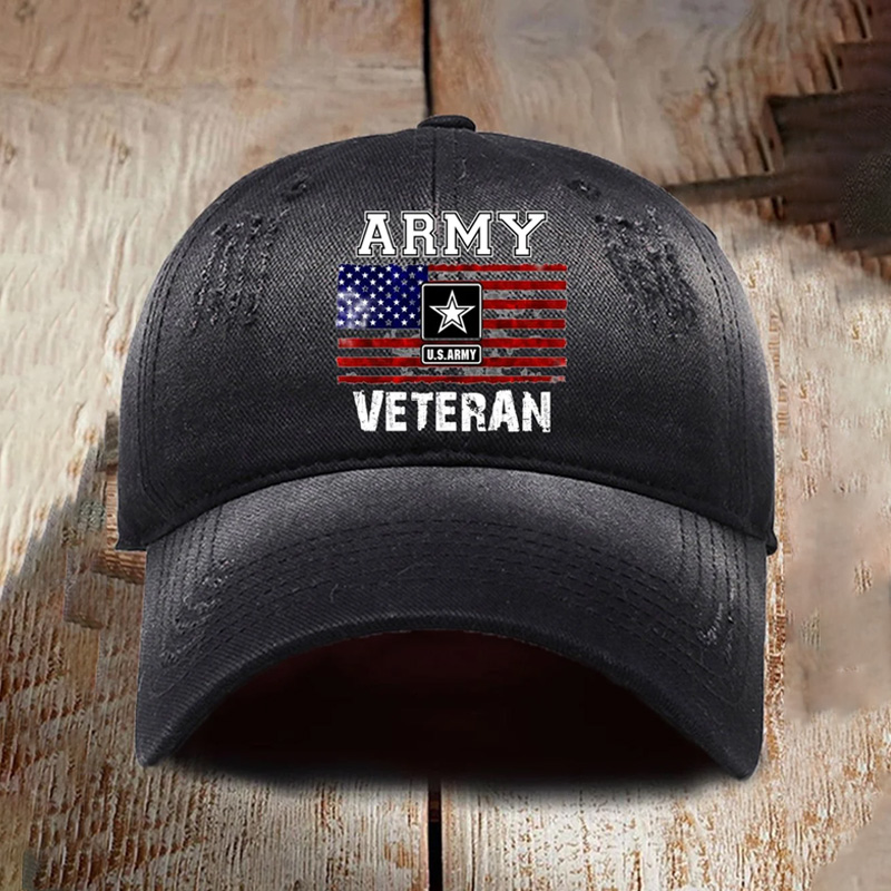 Men's Vintage Army Veteran Baseball Cap