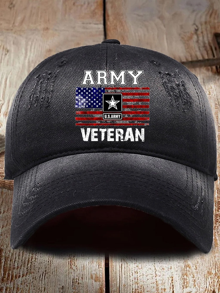 Men's Vintage Army Veteran Baseball Cap