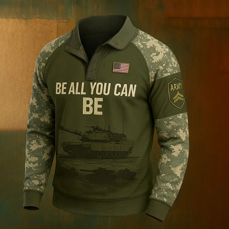 Men's Vintage Army Flag Print Sweatshirt