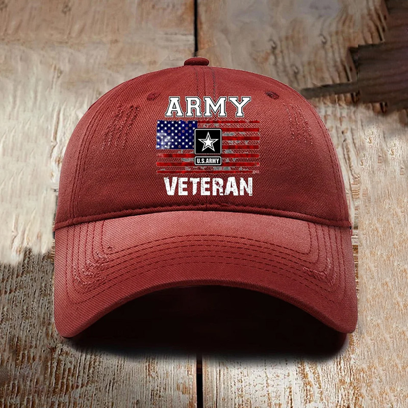 Men's Vintage Army Veteran Baseball Cap