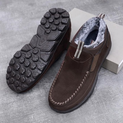 Men's Winter Warm Wide Head Non-Slip Waterproof Slip-On Snow Boots