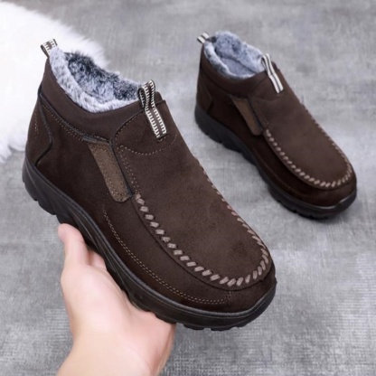 Men's Winter Warm Wide Head Non-Slip Waterproof Slip-On Snow Boots