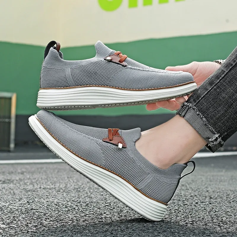 Men's Comfortable Breathable Mesh Running Shoes, Sports Sneakers, Thick Sole Shock Absorption, Foot Pain Relief for All-Day Comfort, Machine Washable