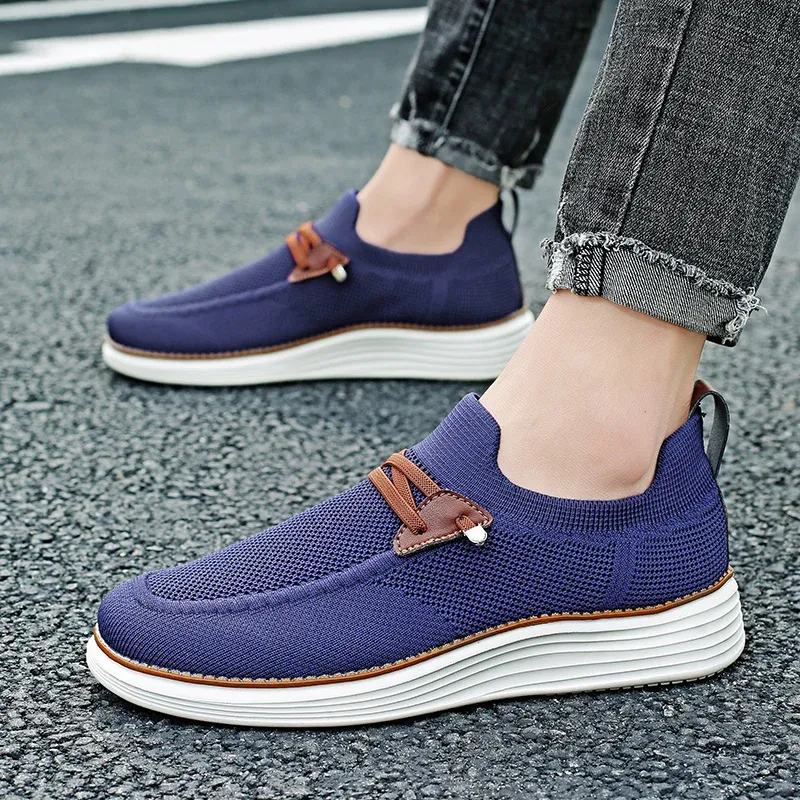 Men's Comfortable Breathable Mesh Running Shoes, Sports Sneakers, Thick Sole Shock Absorption, Foot Pain Relief for All-Day Comfort, Machine Washable