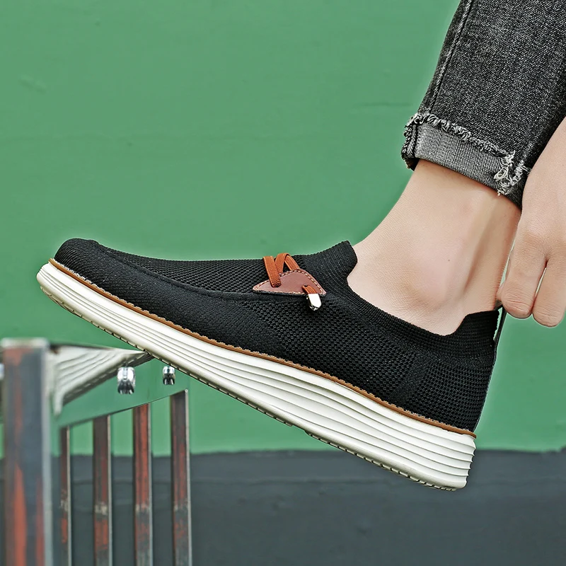 Men's Comfortable Breathable Mesh Running Shoes, Sports Sneakers, Thick Sole Shock Absorption, Foot Pain Relief for All-Day Comfort, Machine Washable