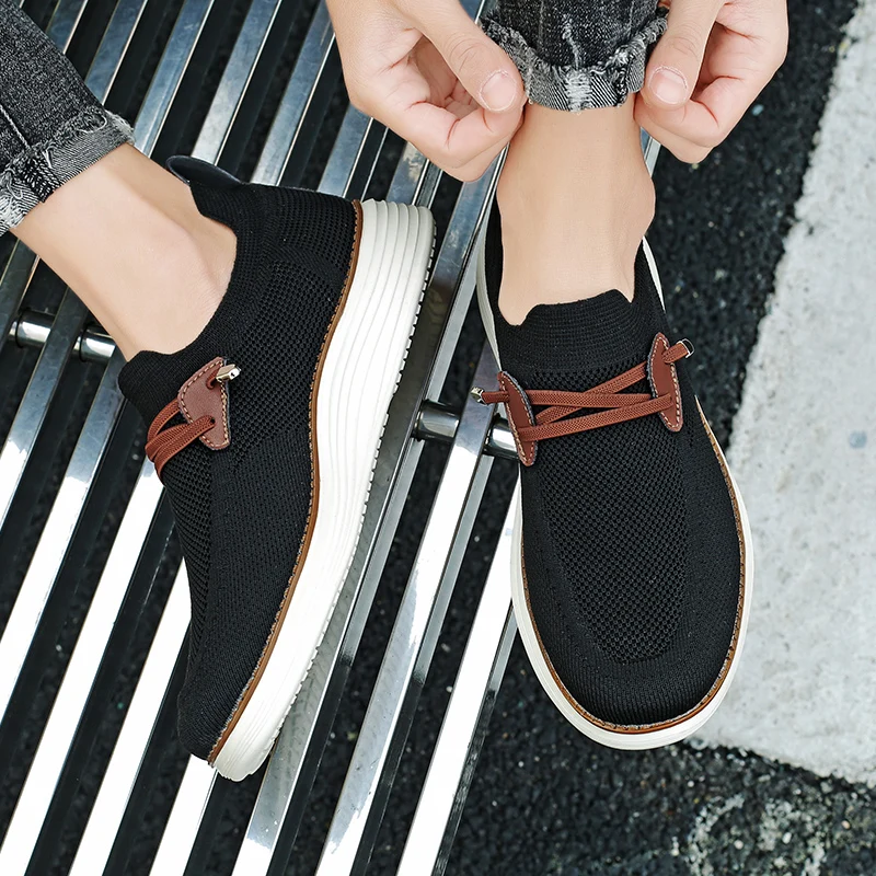 Men's Comfortable Breathable Mesh Running Shoes, Sports Sneakers, Thick Sole Shock Absorption, Foot Pain Relief for All-Day Comfort, Machine Washable