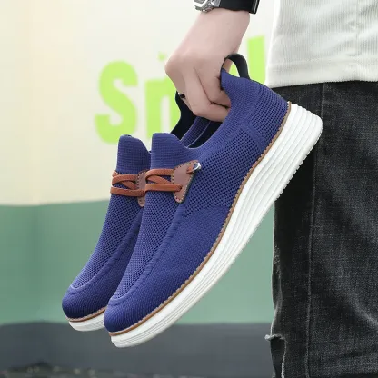 Men's Comfortable Breathable Mesh Running Shoes, Sports Sneakers, Thick Sole Shock Absorption, Foot Pain Relief for All-Day Comfort, Machine Washable