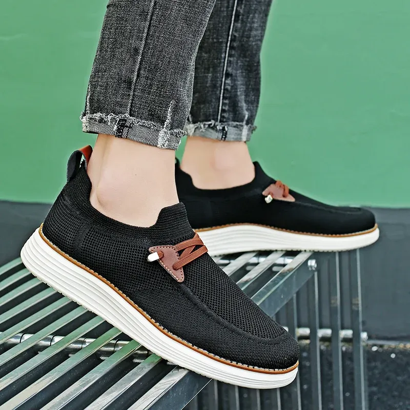 Men's Comfortable Breathable Mesh Running Shoes, Sports Sneakers, Thick Sole Shock Absorption, Foot Pain Relief for All-Day Comfort, Machine Washable