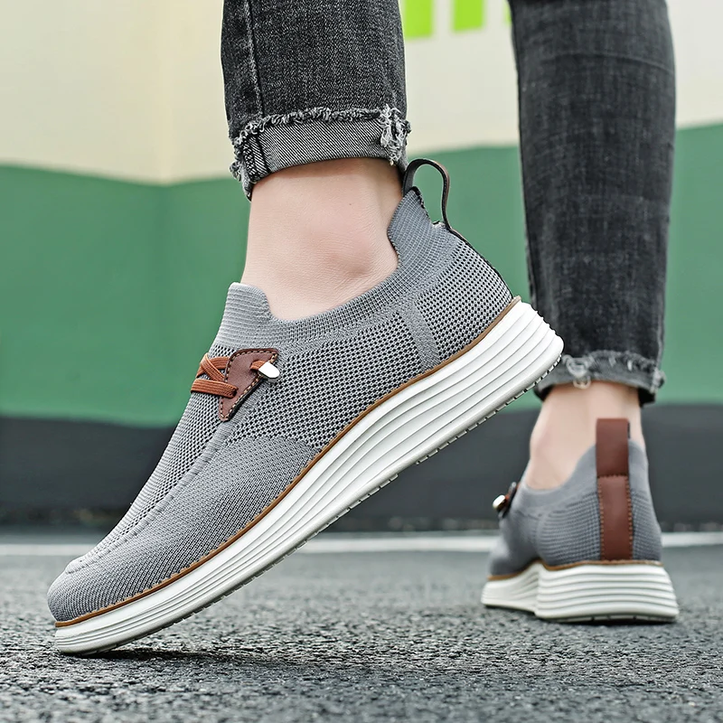 Men's Comfortable Breathable Mesh Running Shoes, Sports Sneakers, Thick Sole Shock Absorption, Foot Pain Relief for All-Day Comfort, Machine Washable