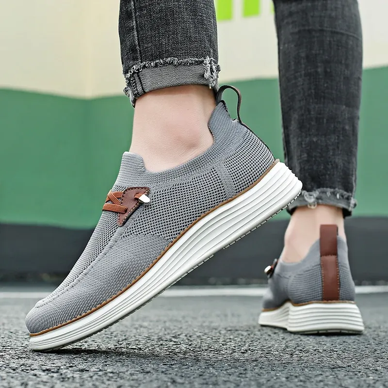 Men's Comfortable Breathable Mesh Running Shoes, Sports Sneakers, Thick Sole Shock Absorption, Foot Pain Relief for All-Day Comfort, Machine Washable