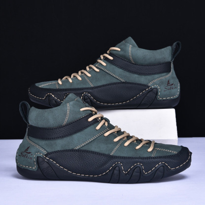 Men's Outdoor Comfort Leather Arch Support Shock Absorption Boots, Non-slip Durable Driving Boots