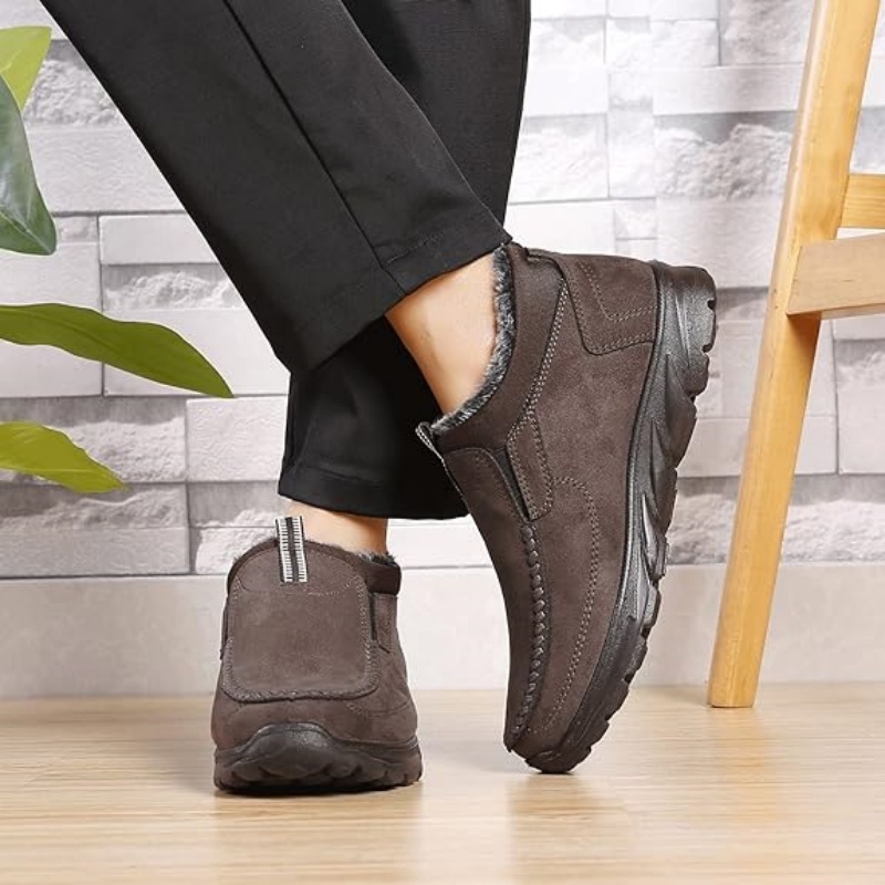 Men's Winter Warm Wide Head Non-Slip Waterproof Slip-On Snow Boots