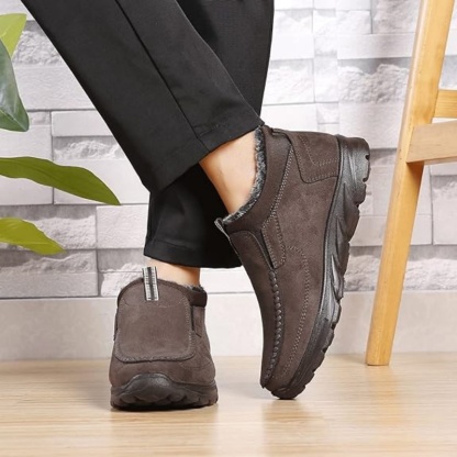 Men's Winter Warm Wide Head Non-Slip Waterproof Slip-On Snow Boots