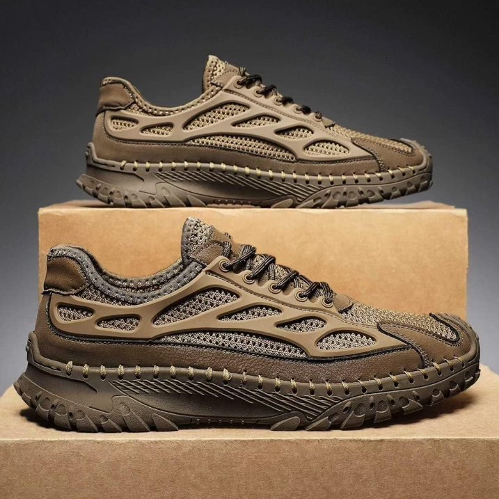 ⏰Limited Time 50% OFF🛒Men’s Lace-Up Orthopedic Leather Hiking Shoes – Breathable Mesh, Durable Rubber Sole, Lightweight & Supportive