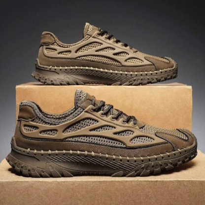 ⏰Limited Time 50% OFF🛒Men’s Lace-Up Orthopedic Leather Hiking Shoes – Breathable Mesh, Durable Rubber Sole, Lightweight & Supportive