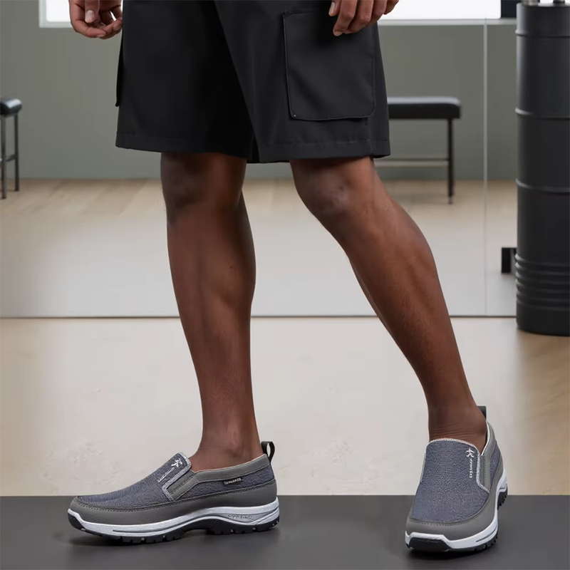 Slip-Proof Slip-On Walking Shoes: Breathable Mesh Athletic Loafers with Lightweight Cushioned Sole