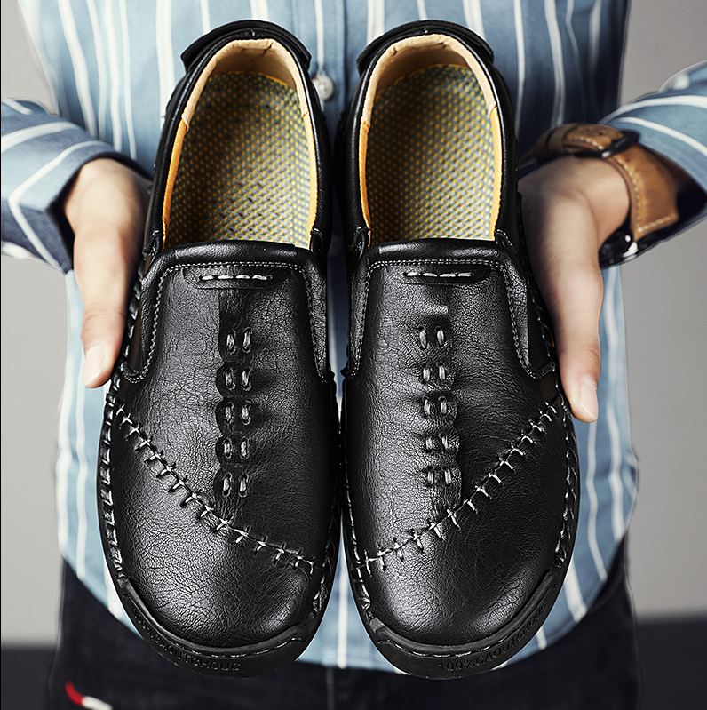 Men's Leather Sneakers Slip On Walking Footwear