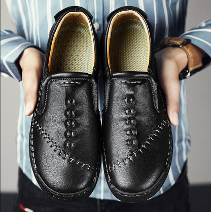 Men's Leather Sneakers Slip On Walking Footwear