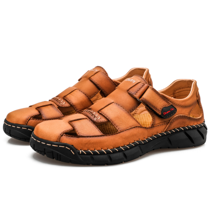 Mens Sport Sandals Closed Toe Outdoor Fisherman Shoes Leather Summer Beach Breathable Anti-Slip