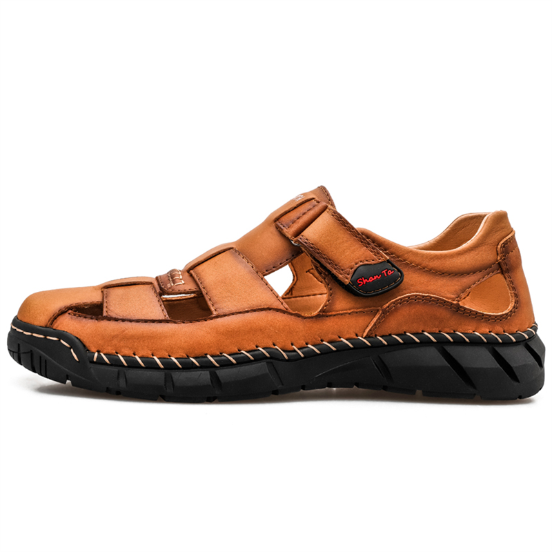Mens Sport Sandals Closed Toe Outdoor Fisherman Shoes Leather Summer Beach Breathable Anti-Slip