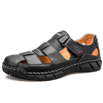 Mens Sport Sandals Closed Toe Outdoor Fisherman Shoes Leather Summer Beach Breathable Anti-Slip