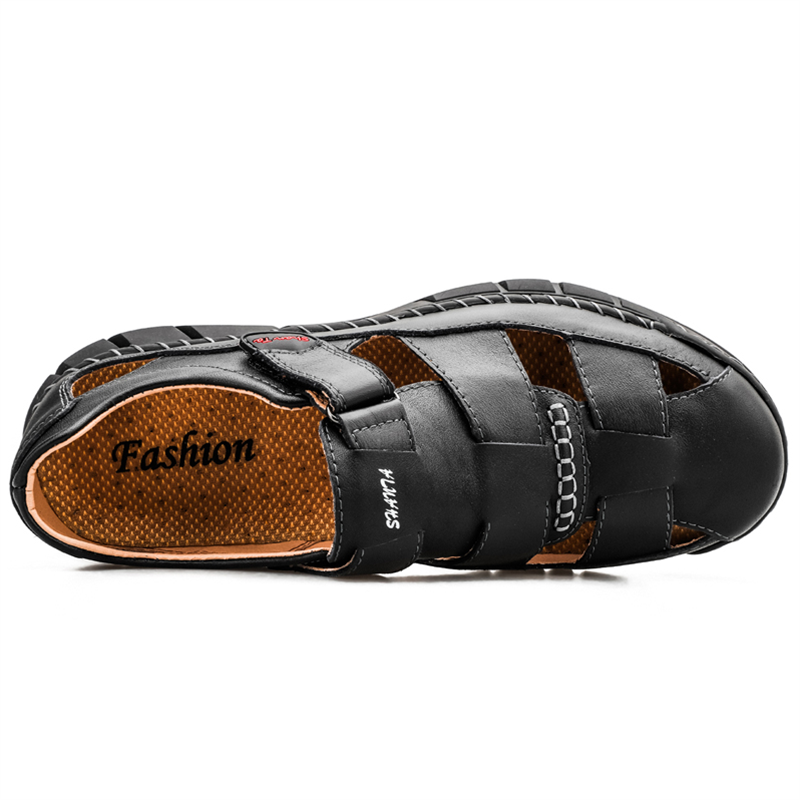Mens Sport Sandals Closed Toe Outdoor Fisherman Shoes Leather Summer Beach Breathable Anti-Slip