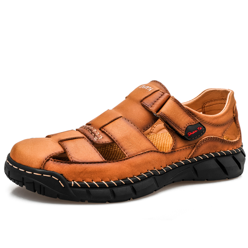 Mens Sport Sandals Closed Toe Outdoor Fisherman Shoes Leather Summer Beach Breathable Anti-Slip