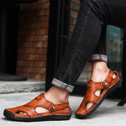 Large Size Soft Leather Men's Breathable Outdoor Sandals
