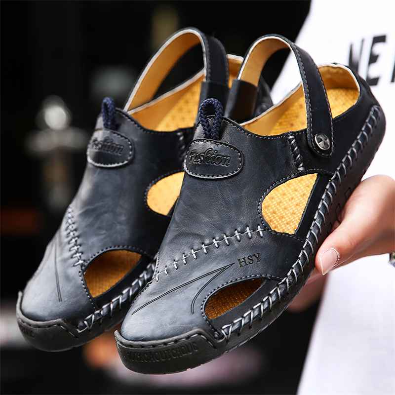 Large Size Soft Leather Men's Breathable Outdoor Sandals