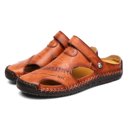 Large Size Soft Leather Men's Breathable Outdoor Sandals