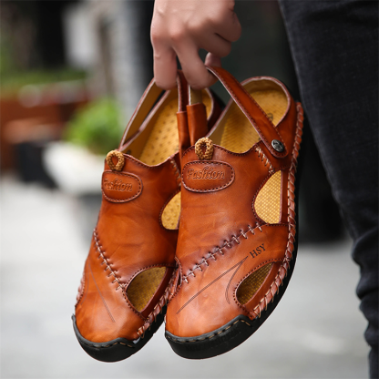 Large Size Soft Leather Men's Breathable Outdoor Sandals