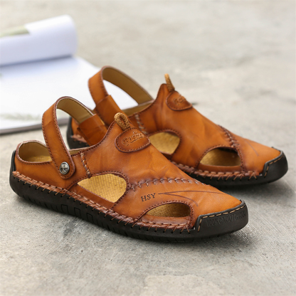 Large Size Soft Leather Men's Breathable Outdoor Sandals