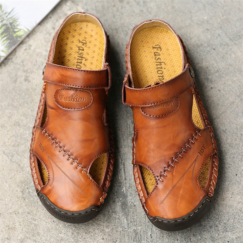 Large Size Soft Leather Men's Breathable Outdoor Sandals