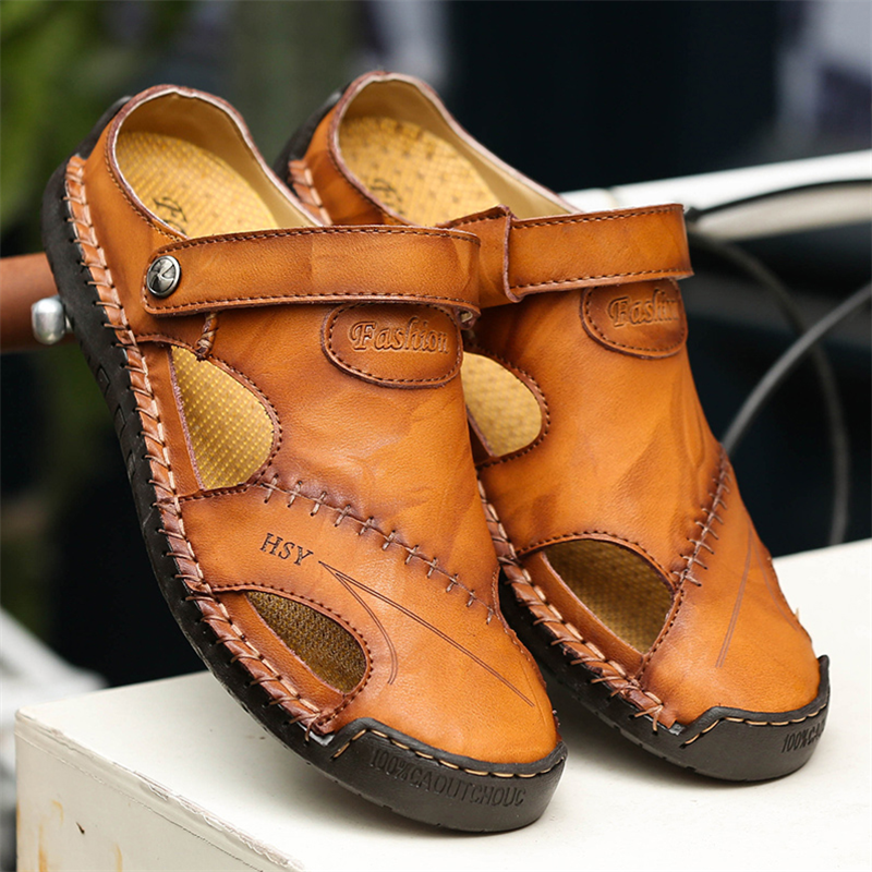 Large Size Soft Leather Men's Breathable Outdoor Sandals