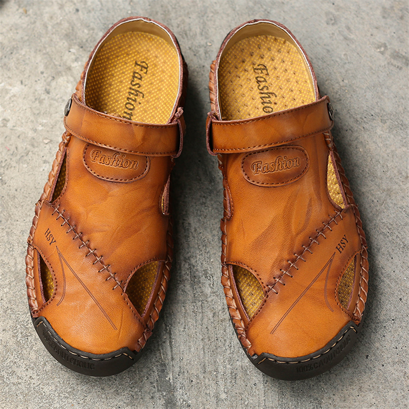 Large Size Soft Leather Men's Breathable Outdoor Sandals